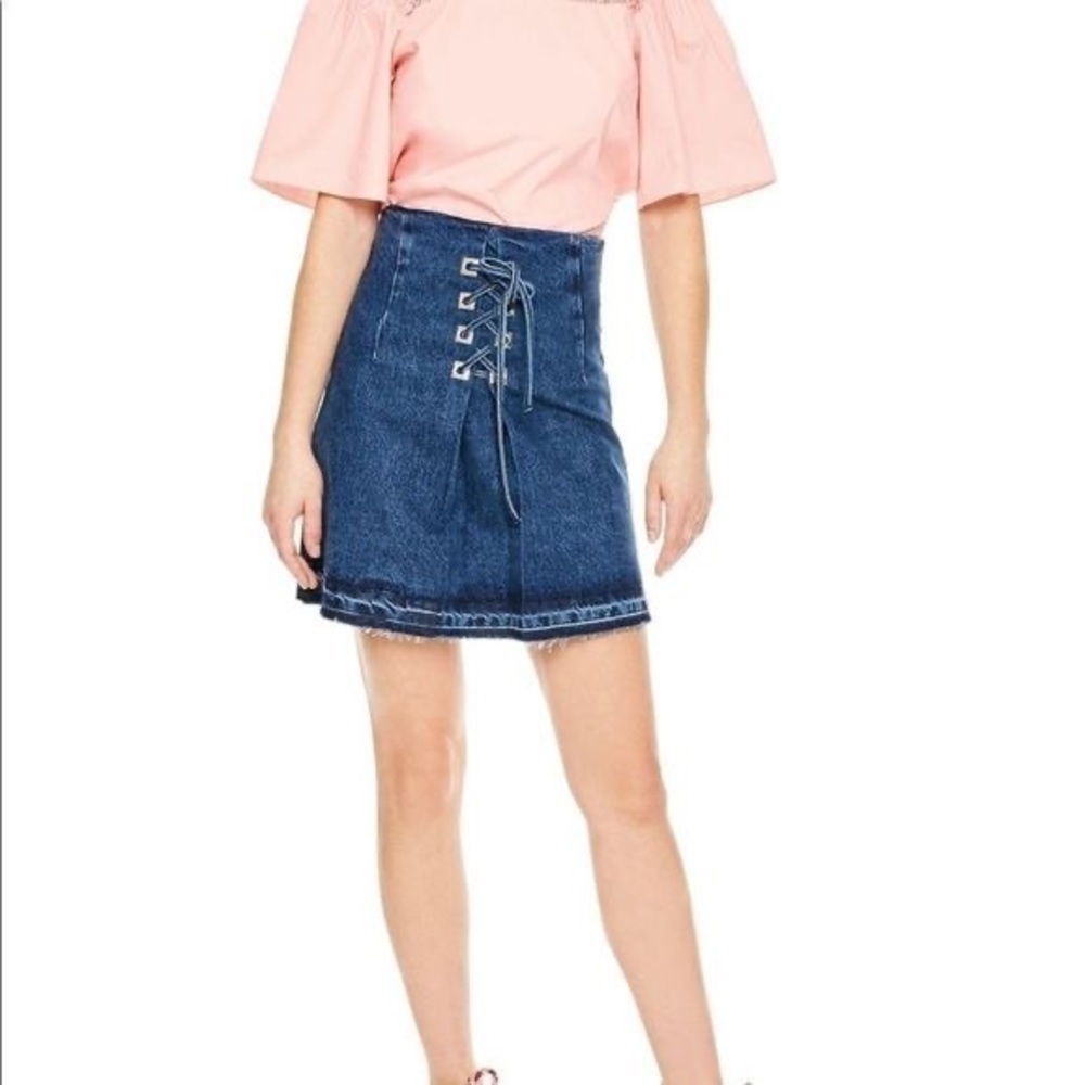 Sandro Paris Eunice Denim Lace Up Skirt 0